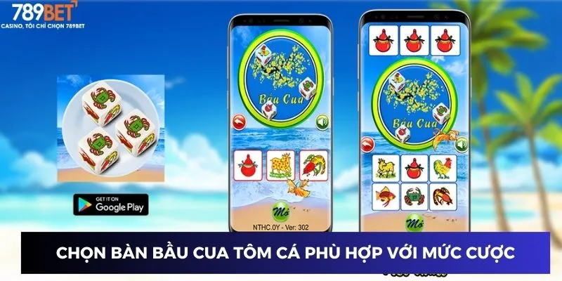 Chọn bàn bầu cua tôm cá game online phù hợp với mức cược